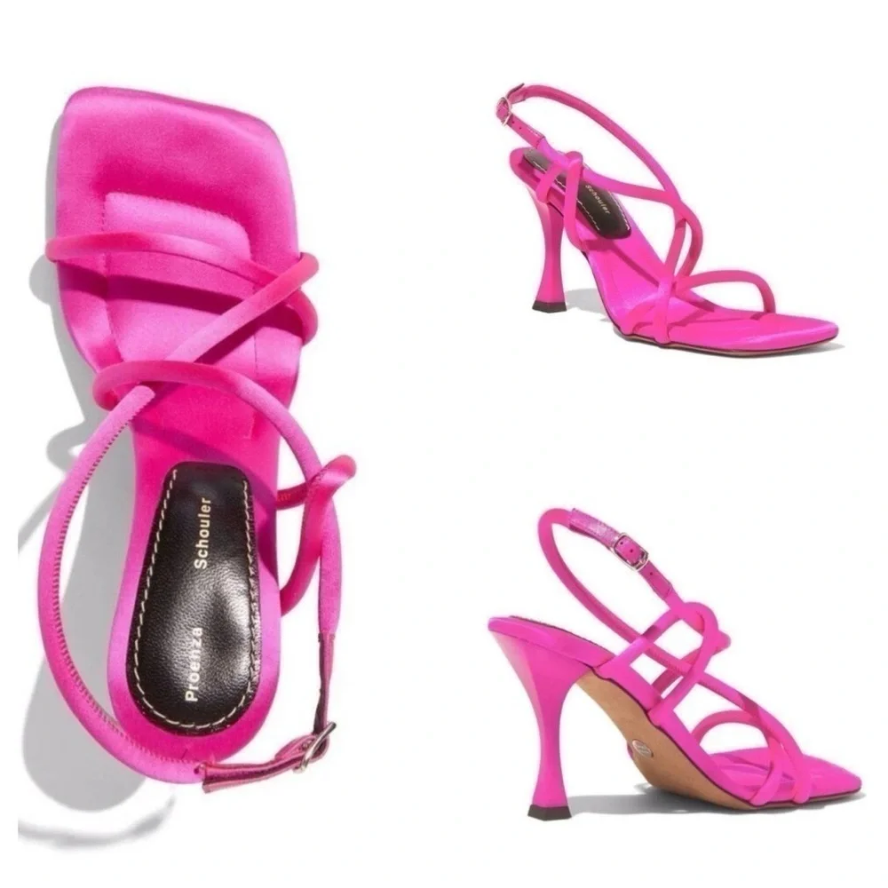 Proenza Schouler Raso Satin Strappy Sandals Bright Pink Women’s Size 36